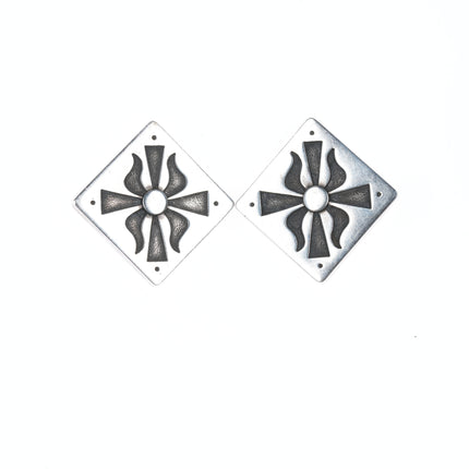 Large Retro Native American Sterling Clip-on Earrings CP