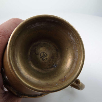 c1940 Heavy Mexican Brass Cream Pitcher Hencho En Mexico Eagle Head Mark