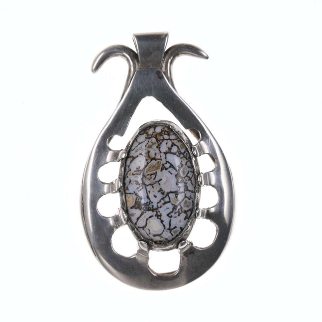 Vintage Southwestern sterling Snakeskin Agate pendant