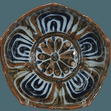 Huge Groovy Lotus Form Vintage Ken Edwards El Palomar Mexican studio pottery bow