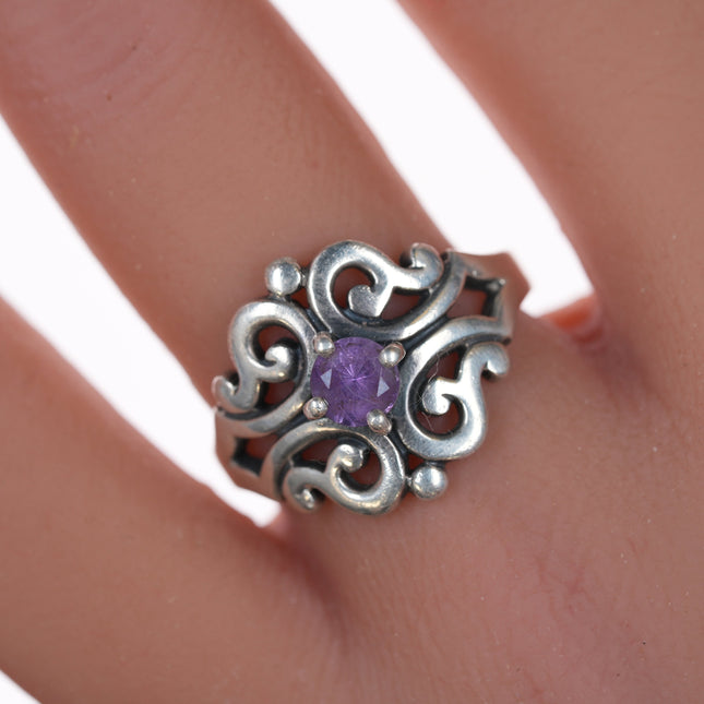 sz8.75 James Avery Spanish Lace Amethyst ring in sterling