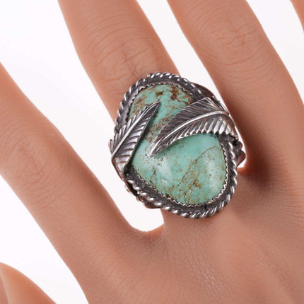 sz12.5 Large Vintage Navajo Sterling, turquoise ring