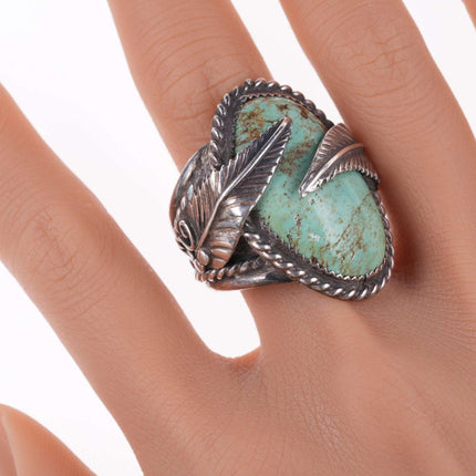 sz12.5 Large Vintage Navajo Sterling, turquoise ring