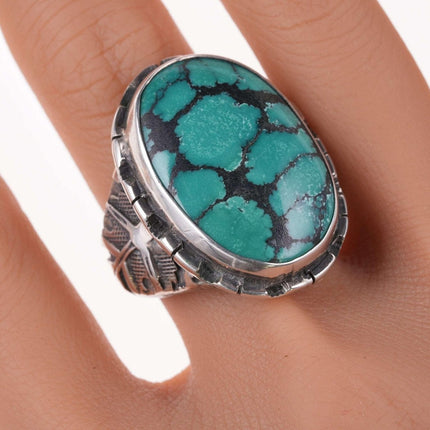 Sz10.5 Sterling and Webbed Nevada Variscite ring