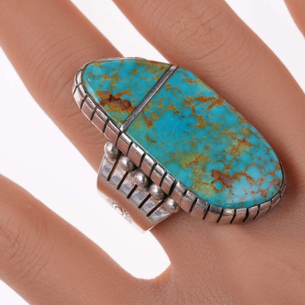 sz12.5 Huge Southwestern Sterling and turquoise ring