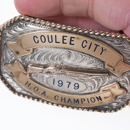 1979 年纯银 Coulee City 科罗拉多双向飞碟射击奖杯皮带扣 HOA 冠军
