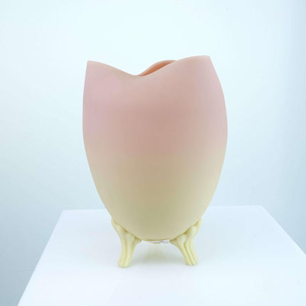 c1880 华盛顿山缅甸蛋形有脚花瓶铀美国艺术玻璃