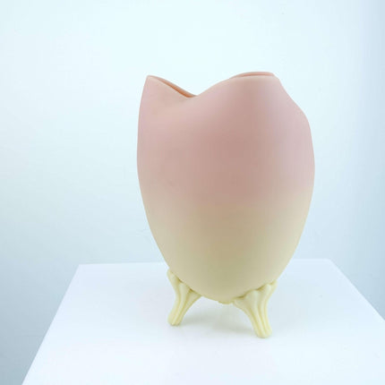c1880 Mt Washington Burmesische eiförmige Vase mit Fuß, Uran, amerikanisches Kunstglas