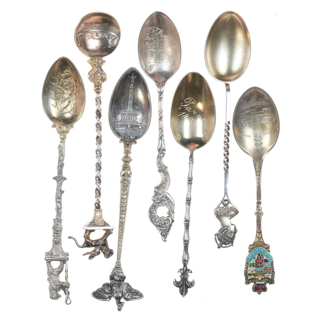 Collection of Antique Stering and 800 silver demitass spoons