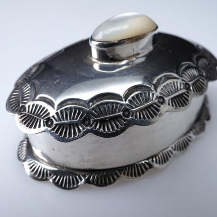 900 Silver Hand Stamped Southwestern Navajo Trinket box