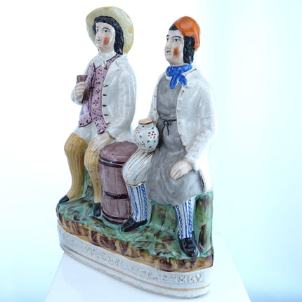 c1860 Staffordshire Tam O'Shanter & Souter Johnny Figure Marked Sampson Smith 18