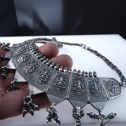 Antique Silver Hindu Ganesha Bib Necklace