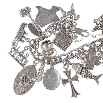 Loaded Vintage Southwestern Themed Sterling  charm bracelet