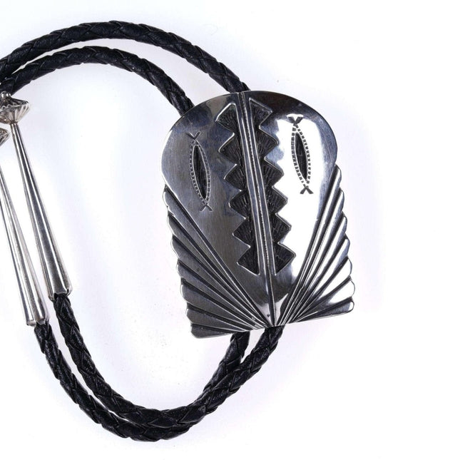Large Hopi Sterling overlay style Bolo tie