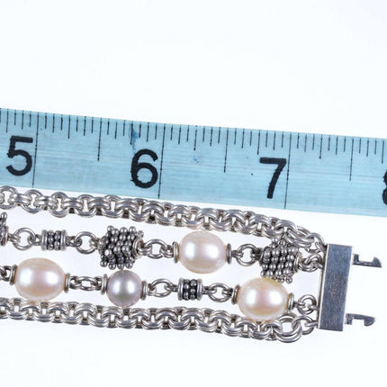 Mehrsträngiges Armband aus Sterlingsilber und Perlen von Michael Dawkins