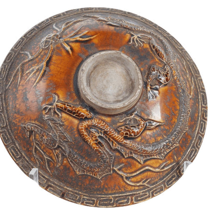 仿古中國陶瓷浮雕龍碗