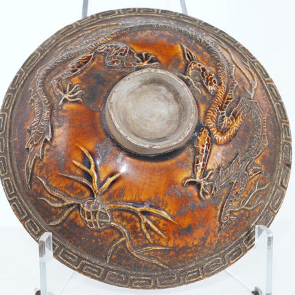 Antike chinesische geprägte Drachenschale aus Keramik