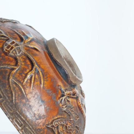 Antike chinesische geprägte Drachenschale aus Keramik