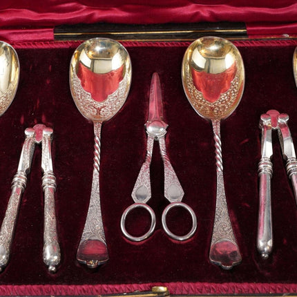 c1880's Allen & Darwin Boxed Nutcracker/Grape Shears/Serving spoon set Sheffield