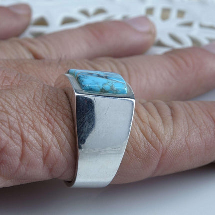 Sz12 Sterling Turquoise Inlay Men's ring