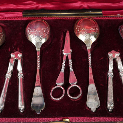 c1880's Allen & Darwin Boxed Nutcracker/Grape Shears/Serving spoon set Sheffield