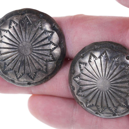 pr 30's-40's Navajo hand stamped silver buttons