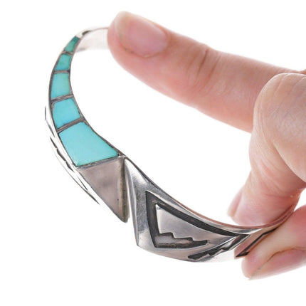 6 3/8" Vintage Navajo Overlay Sterling Channel inlay bracelet