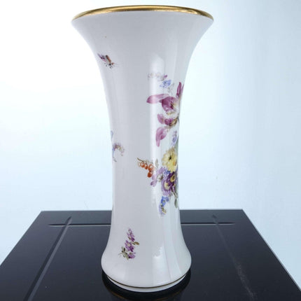 Meissen Hand Painted Dresden Flowers Style Flared Vase