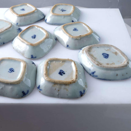 一套适合东南亚市场的中国仿古汕头蓝色装饰酱盘