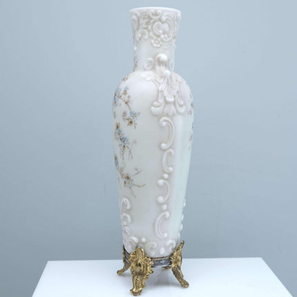 c1890 Wavecrest CF Monroe 手绘美国艺术玻璃花瓶，带 Ormula 脚