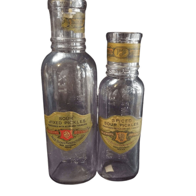 Price Booker San Antonio Texas Sun Colored Amethyst Pickle Bottles Embossed With