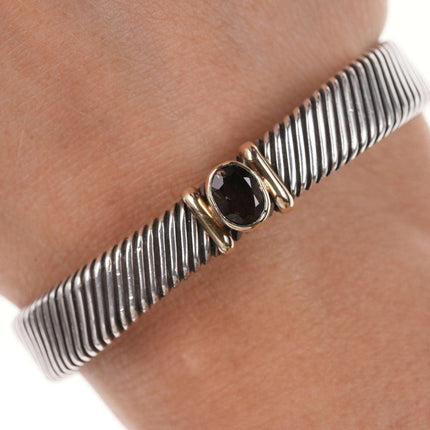 Raymond Coriz-Kewa (Santo Domingo Pueblo) 14k/Sterling Smoky Quartz cuff bracele