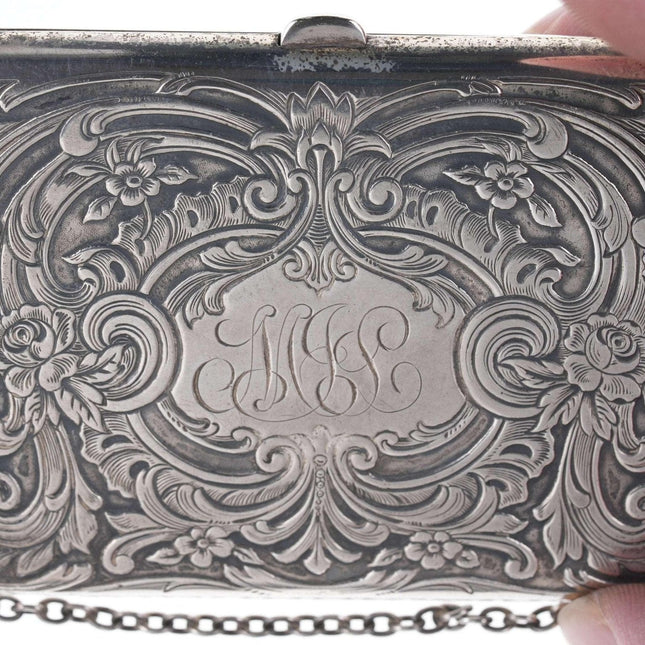 c1900 Antique Sterling Calling card case/wallet u