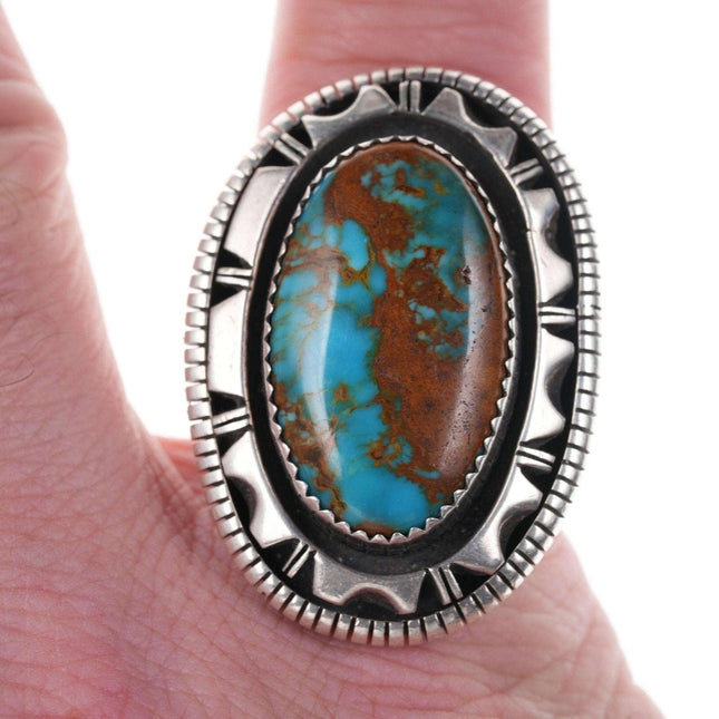 sz7 Large High Grade Nevada Turquoise Native American Sterling ring