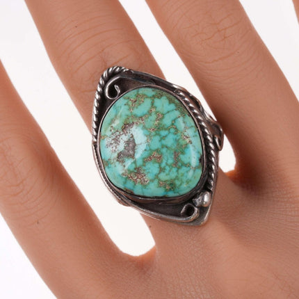 sz13 Vintage Navajo-Ring aus Sterlingsilber und Türkis
