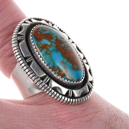 sz7 Large High Grade Nevada Turquoise Native American Sterling ring