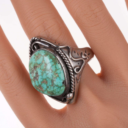 sz13 Vintage Navajo sterling and turquoise ring