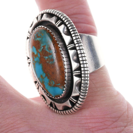 sz7 Large High Grade Nevada Turquoise Native American Sterling ring