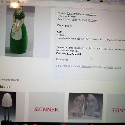 Robj Cusenier 瓶子巴黎法国装饰艺术 1920 年代罕见瓶子带完美盖子损坏底座