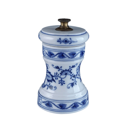 Antique Meissen Blue Onion Porcelain Pepper Mill