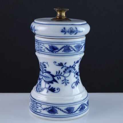 Antique Meissen Blue Onion Porcelain Pepper Mill