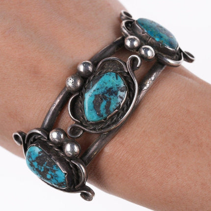 6.5" 50's-60's Vintage Navajo silver and turquoise bracelet