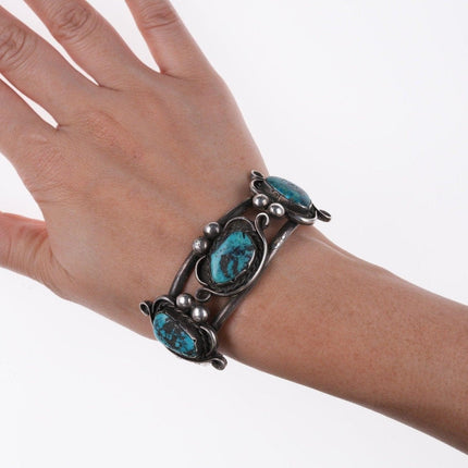 6.5" 50's-60's Vintage Navajo silver and turquoise bracelet