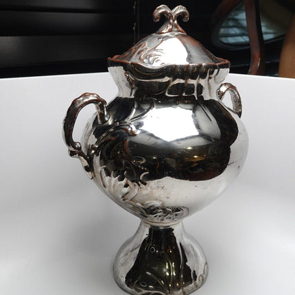 1860er Jahre Hotel-Heißteeserver Samovar Staffordshire Silver Luster 15,5" hoch x 11,5" breit