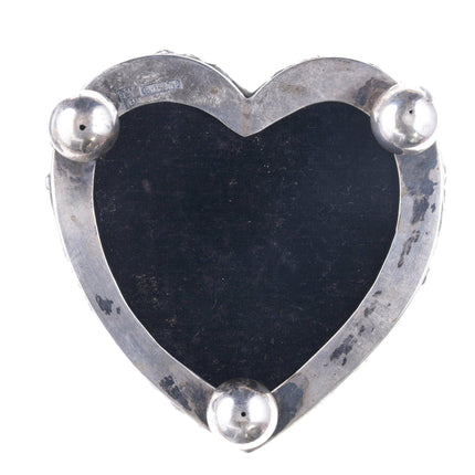 Antique chinese export silver heart form pin cushion