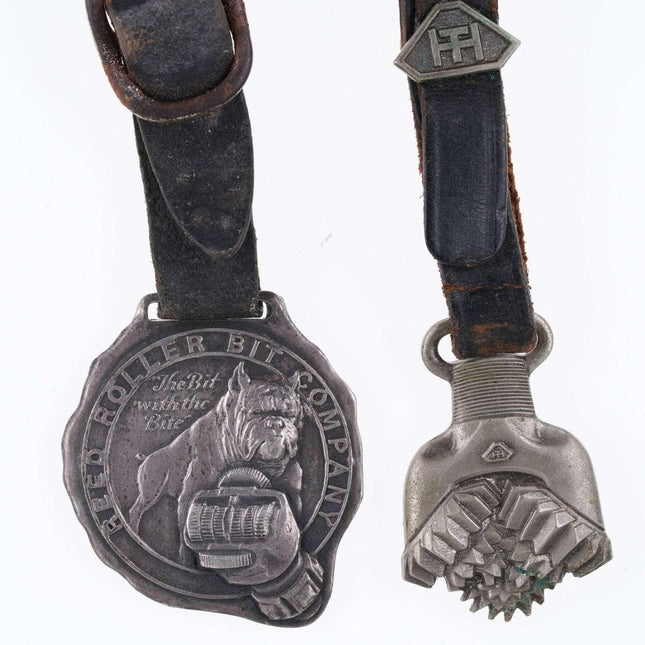 德克萨斯州休斯敦油井工具手表钥匙 Reed 牙轮钻头（纯银）和 Hughes 三牙轮钻头