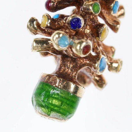 Antique Ehrlich & Sinnock 14k gold Enamel Christmas tree Charm