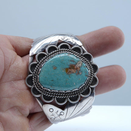 6.5" Vintage Navajo Sterling Turquoise cuff bracelet