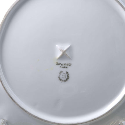 c1910 奧文頓兄弟維也納奧地利甜點盤套裝，帶有重金扇形邊緣 9 英寸