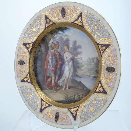 c1890 皇家维也纳风格手绘浅碗，新古典主义描绘维纳斯引导埃涅阿斯和阿卡特斯前往迦太基